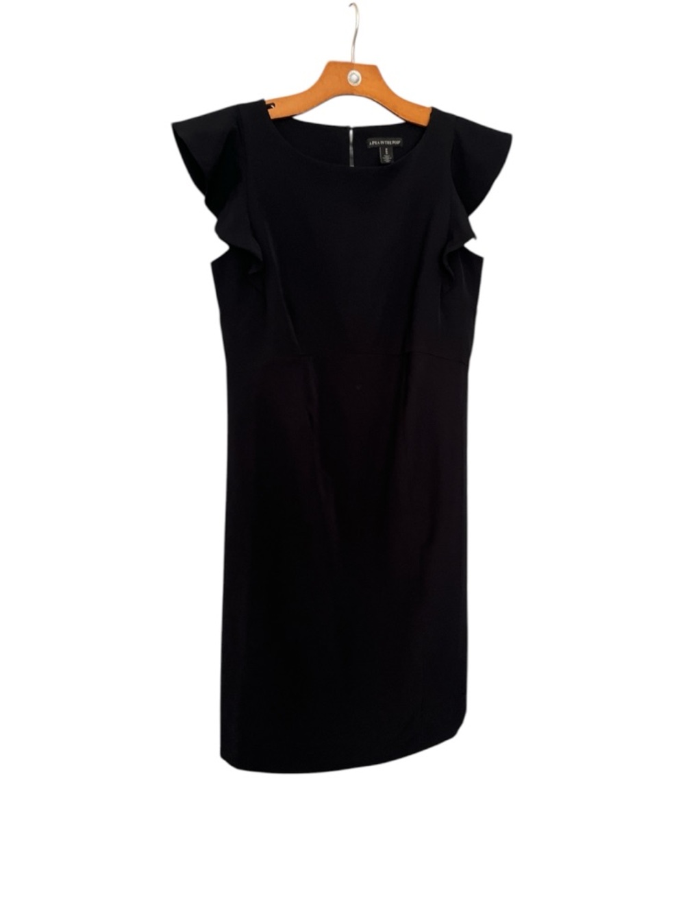 A Pea in the Pod Black Midi Ruffle Sleeve Dress